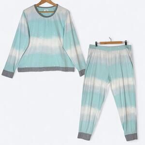 BedHead Pajamas Moons & Clouds Print Long Sleep Set Womens XL Cotton Loungewear
